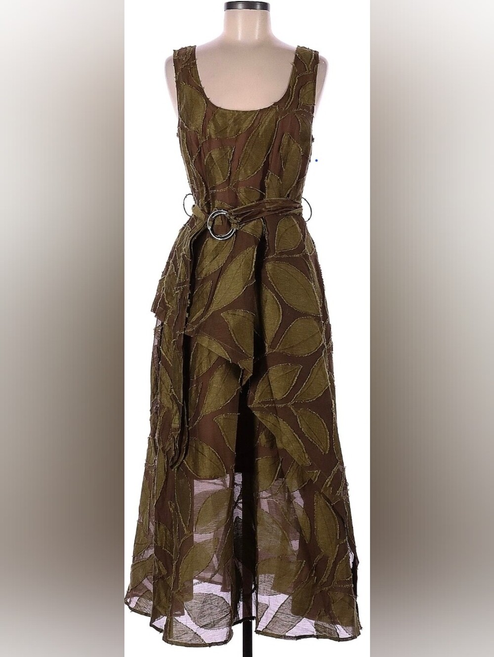 NWOT Tracy Reese Olive Leaf Appliqué A-Line Dress